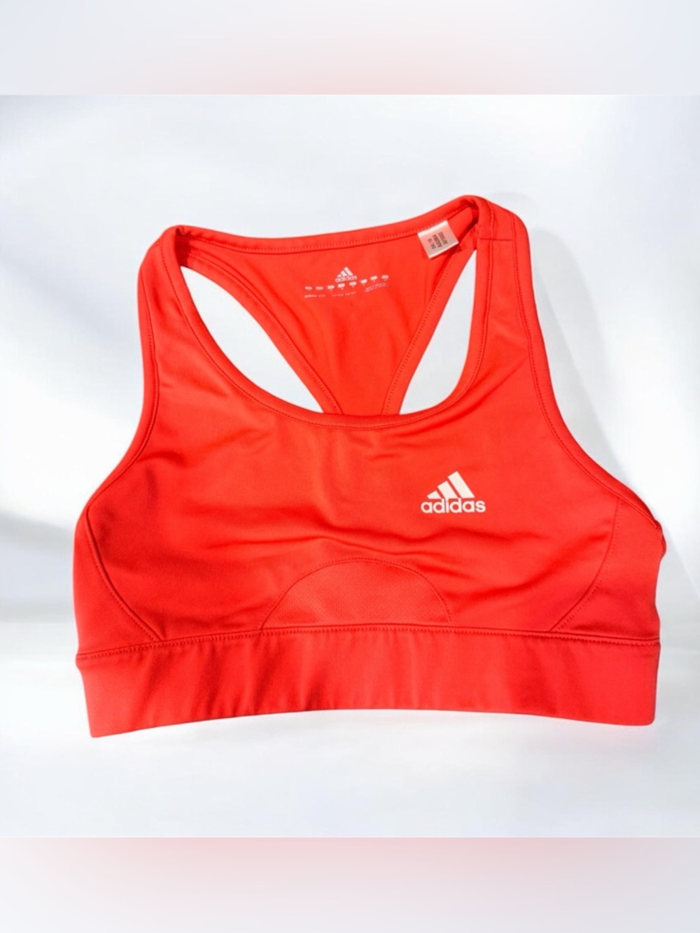 Adidas Climalite Sports Bra Womens Small Neon Orange/Red Racerback Athletic